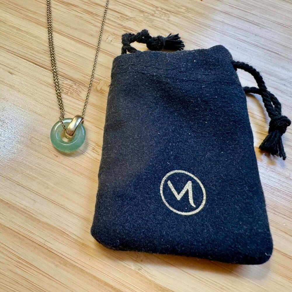Mejuri 14K Gold Linked Green Aventurine Necklace – Adjustable 16–18” - Like New - Picture 7 of 7